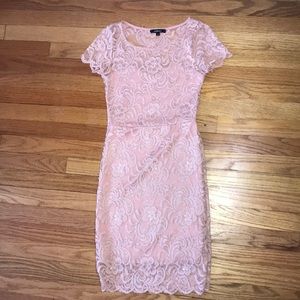 Light pink/mauve tight lace dress.